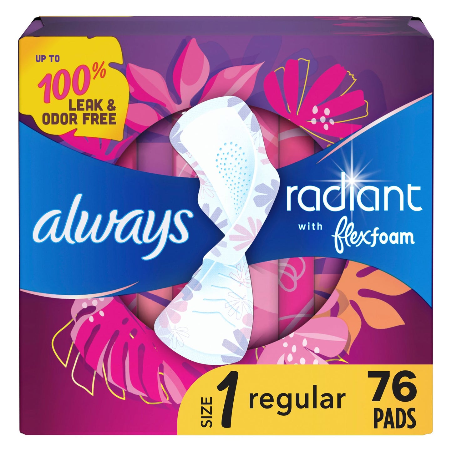 always-radiant-size-1-regular-pads-with-wings-76-ct---scented