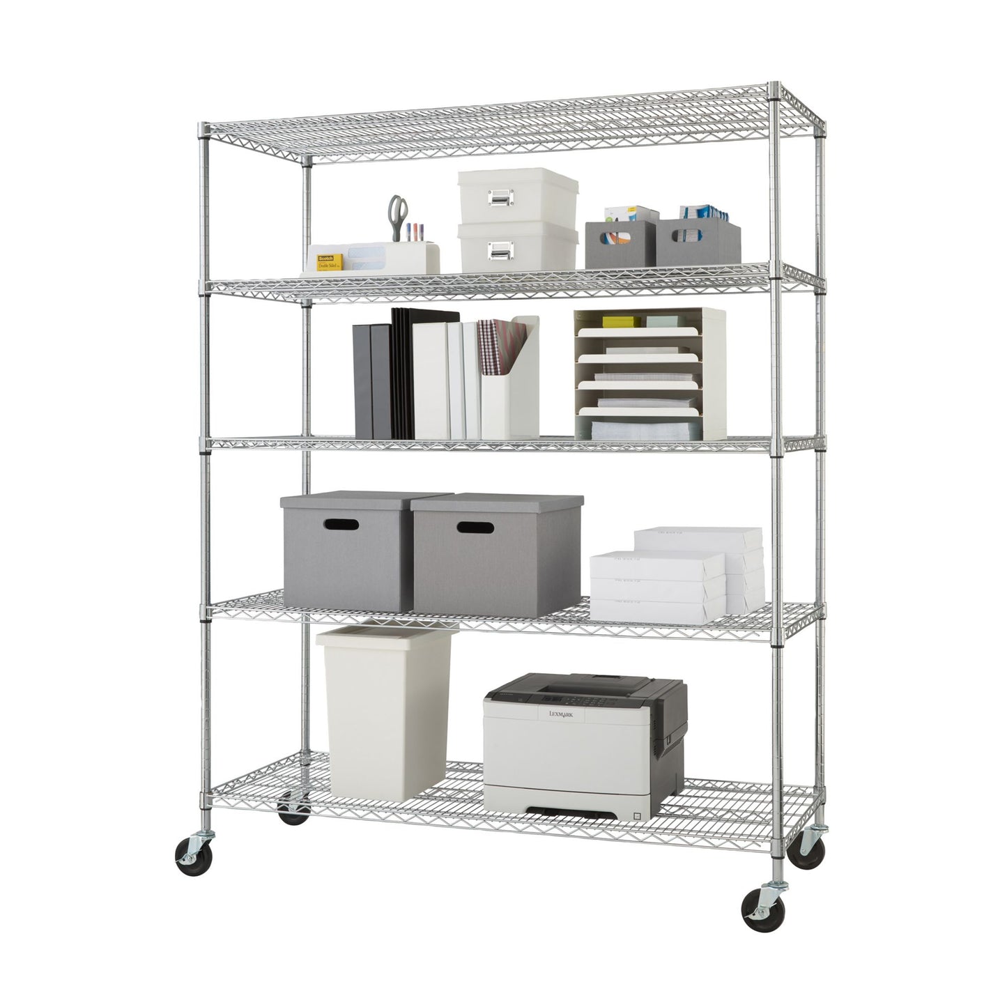 trinity-basics-5-tier-wire-shelving-nsf-with-wheels