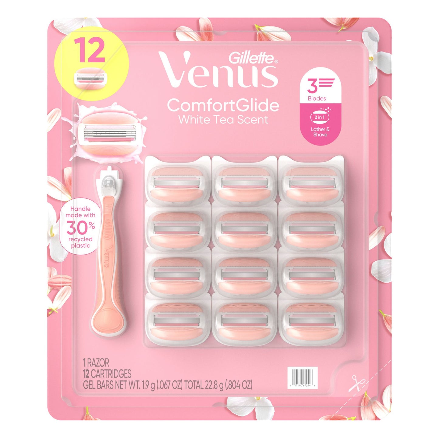 gillette-venus-comfortglide-white-tea-scented-womens-razor-3-blades-1-handle-12-razor-blade-refills