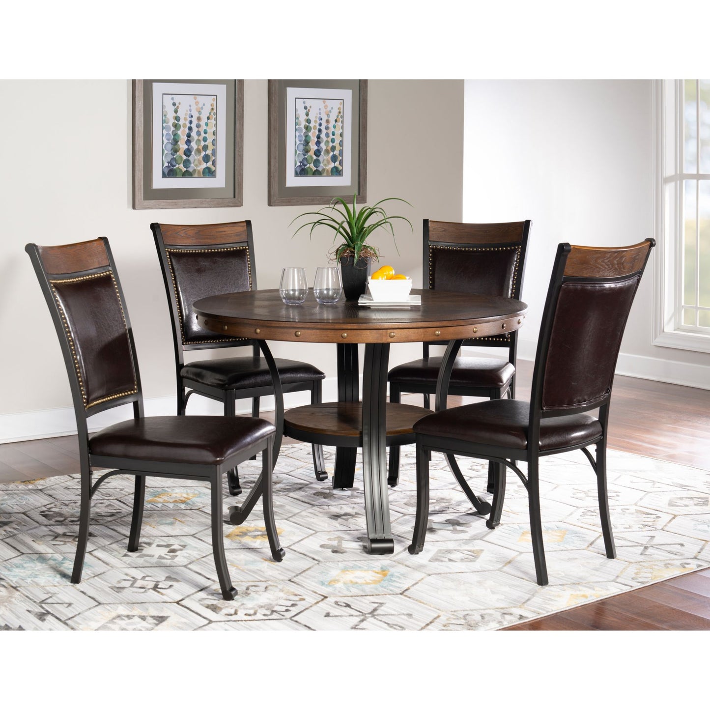 powell-franklin-5-pc-metal-and-wood-dining-set---rustic-umber
