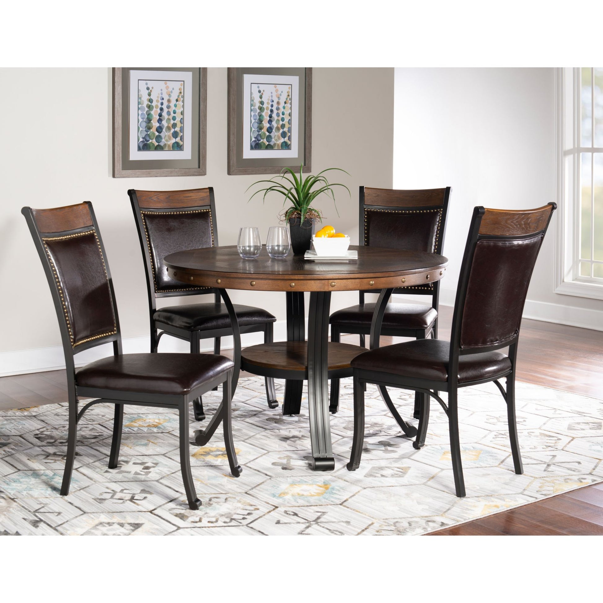powell-franklin-5-pc-metal-and-wood-dining-set---rustic-umber