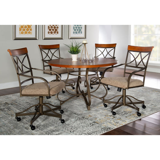 powell-hamilton-5-pc-swivel-stool-dining-set---medium-cherry