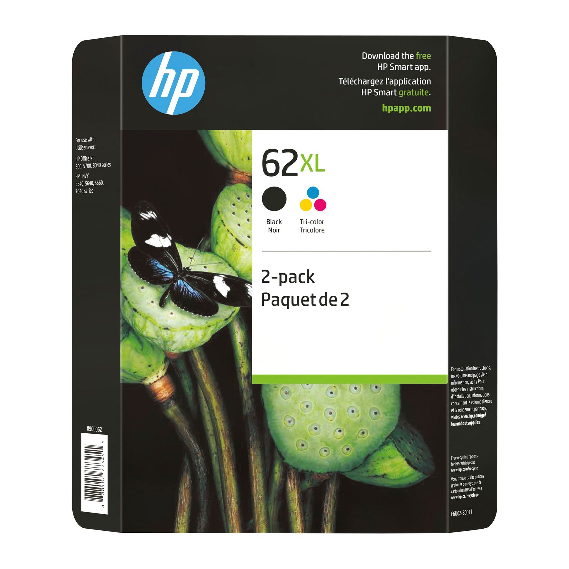 hp-62xl-2-pk-high-yield-ink-cartridge---blacktri-color---instant-ink-eligible