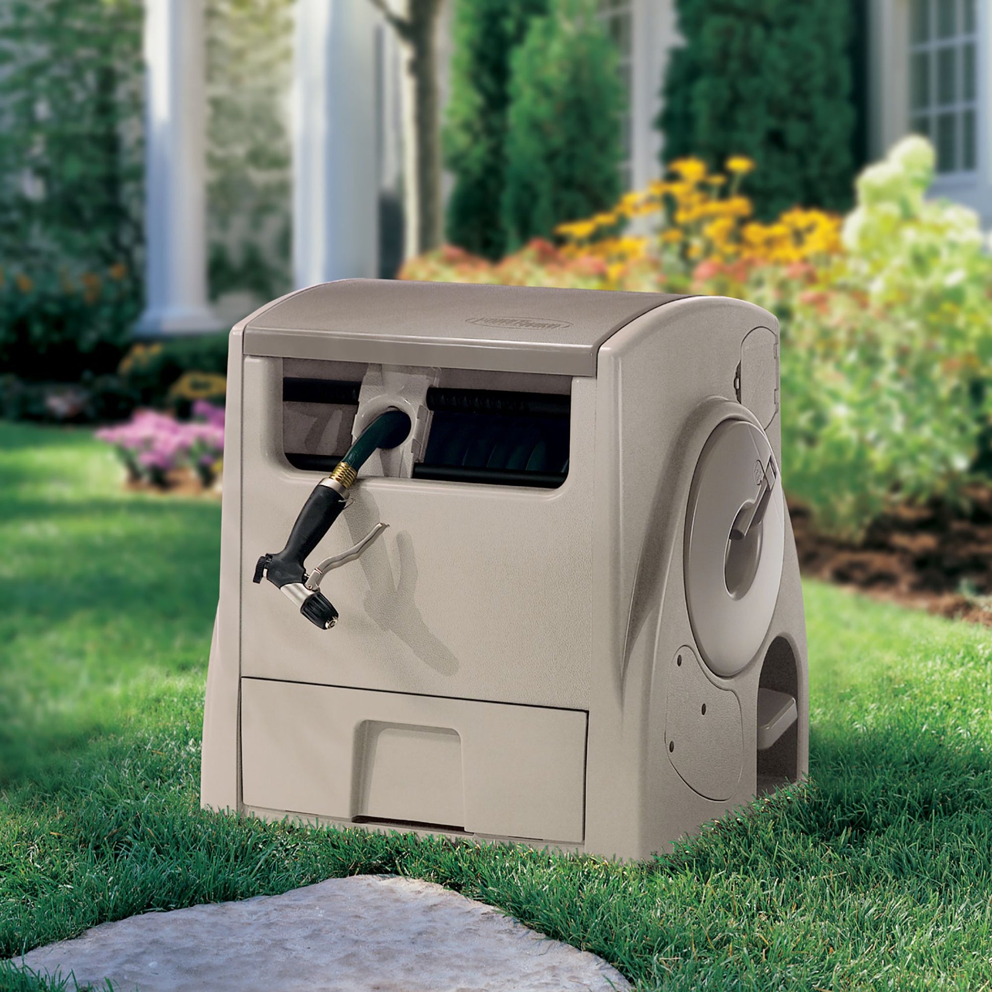 suncast-100-powerwind-automatic-hose-reel---taupe