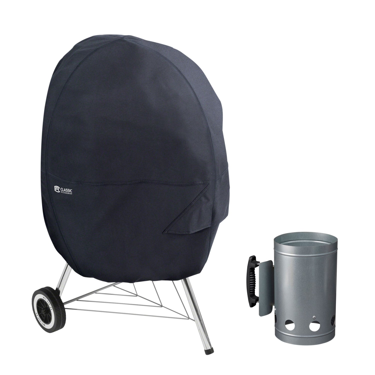 classic-accessories-water-resistant-265-kettle-bbq-grill-cover-with-charcoal-chimney