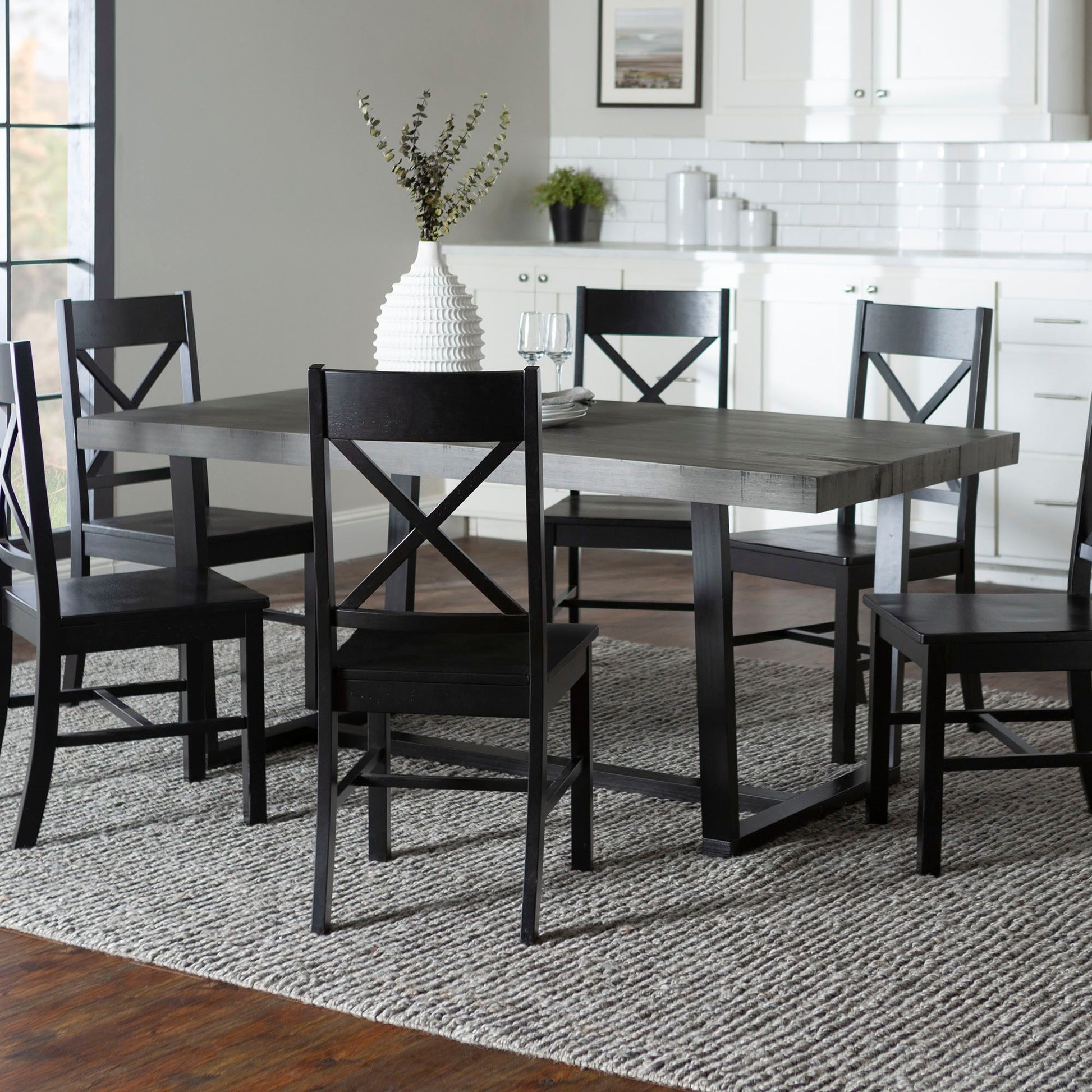 w-trends-7-piece-modern-farmhouse-solid-wood-dining-set---blackgrey