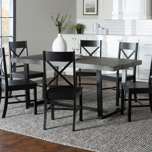 w-trends-7-piece-modern-farmhouse-solid-wood-dining-set---blackgrey