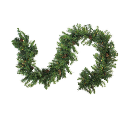 northlight-9-x-16-pre-lit-dakota-red-pine-artificial-christmas-garland---warm-white-led-lights