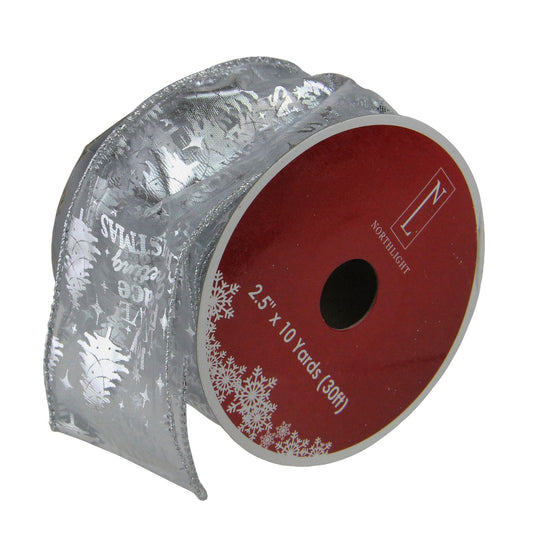 northlight-25-x-120-yards-wired-christmas-words-craft-ribbon-spools-12-pk---silver