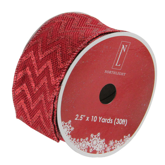 northlight-25-x-120-yards-glitter-chevron-wired-christmas-craft-ribbon---wine-red