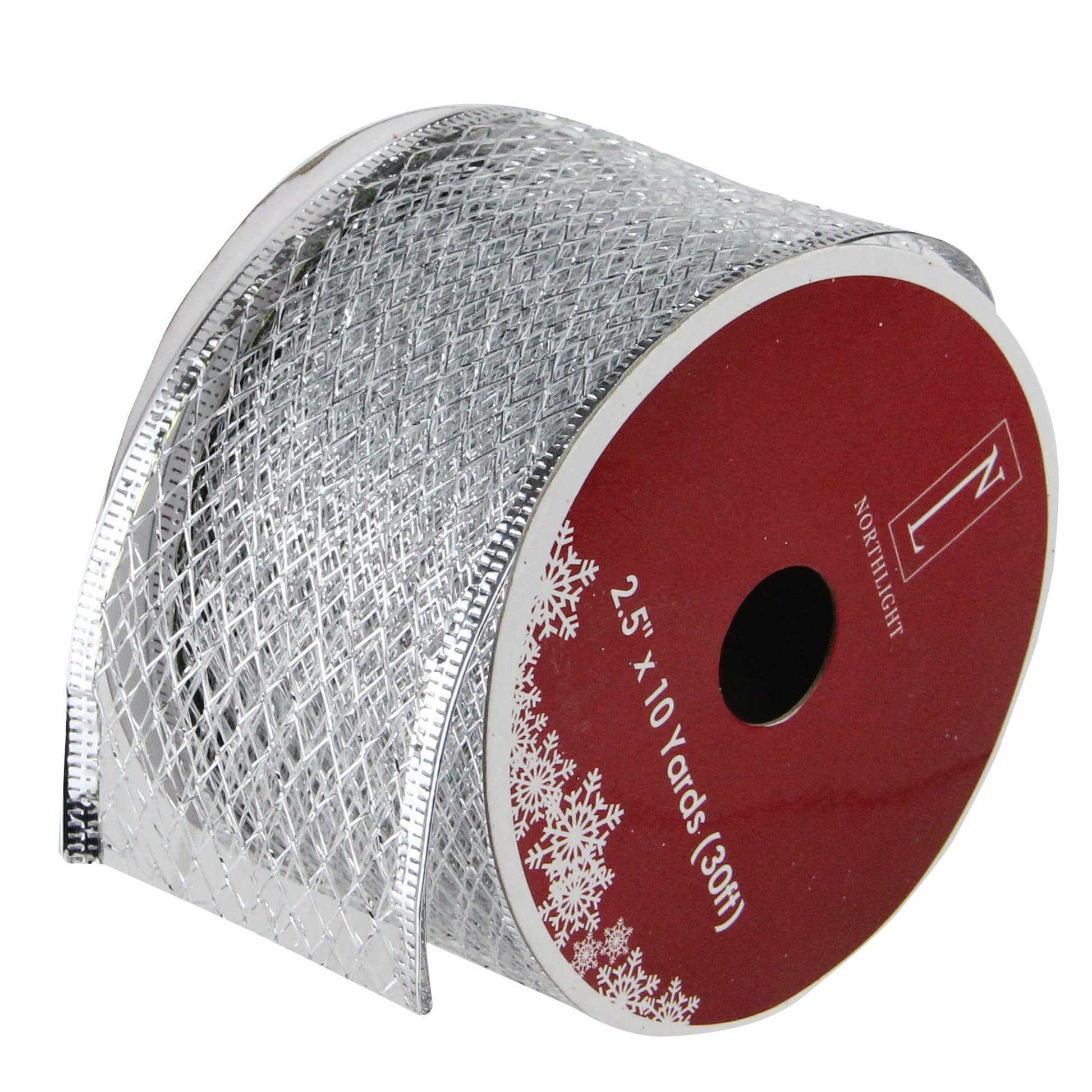 northlight-25-x-120-yards-glittering-metallic-lattice-christmas-wired-craft-ribbons-12-pk---silver