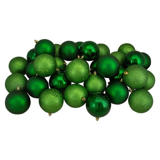 northlight-325-shatterproof-4-finish-christmas-ball-ornaments-32-ct---christmas-green