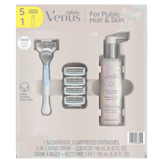 gillette-venus-for-pubic-hair-skin-shaving-set-womens-razor-1-handle-5-blade-refills-cleanser