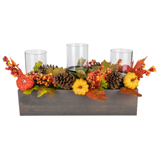 northlight-27-pumpkin-berry-and-pine-cone-fall-harvest-triple-pillar-candle-holder