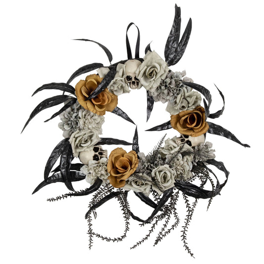northlight-14-skulls-with-orange-and-gray-roses-halloween-wreath