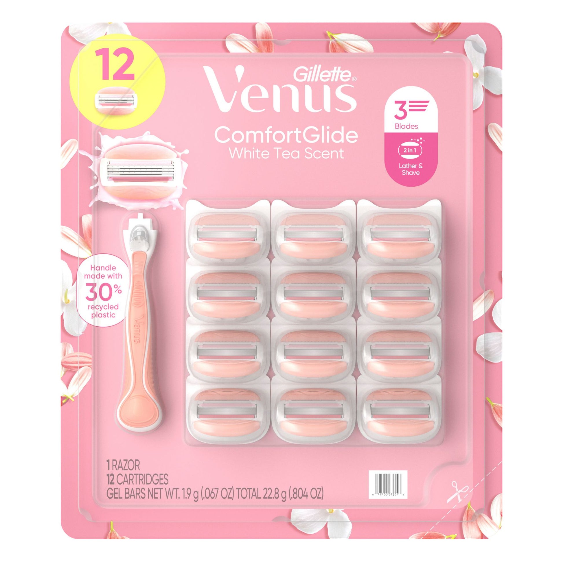 gillette-venus-comfortglide-white-tea-scented-womens-razor-3-blades-1-handle-12-razor-blade-refills
