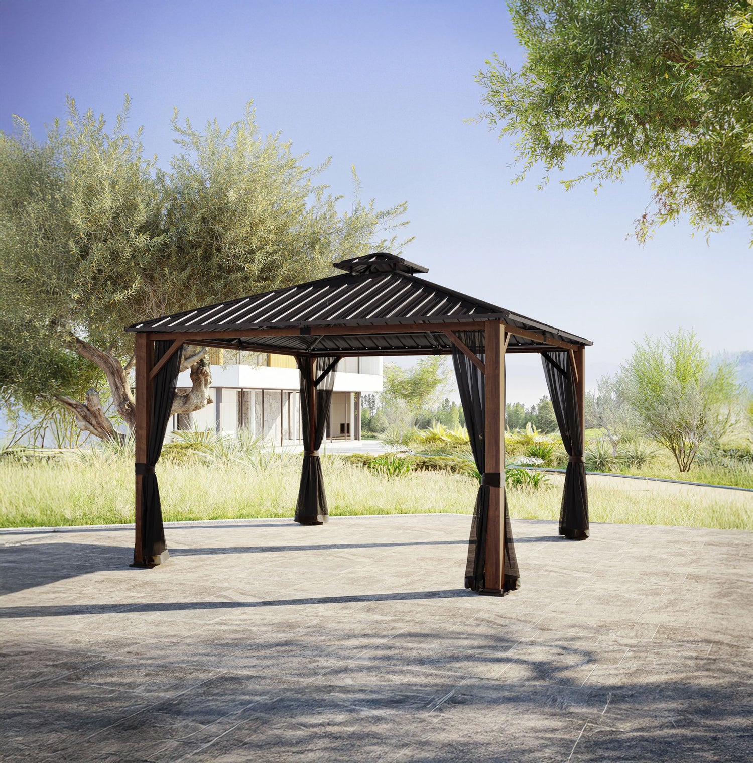 sunvilla-woodmont-12-x-12-steelaluminum-hard-top-gazebo-with-netting