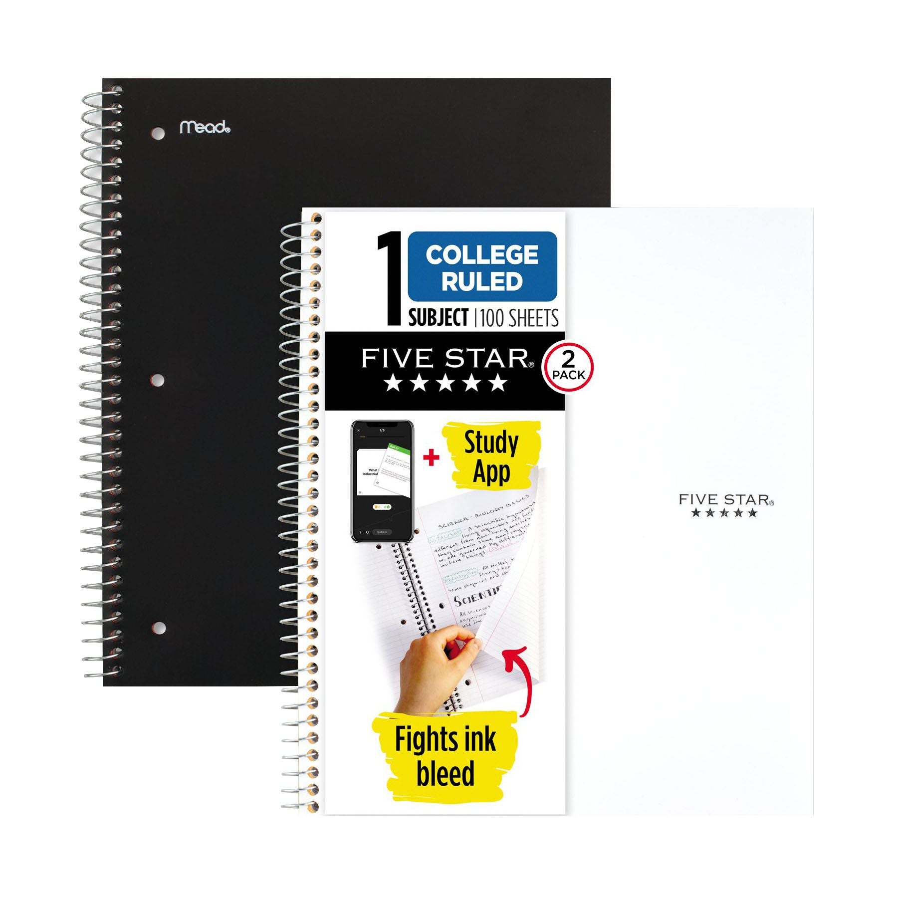 five-star-wirebound-notebook-plus-study-app-college-ruled-2-pk-blackwhite