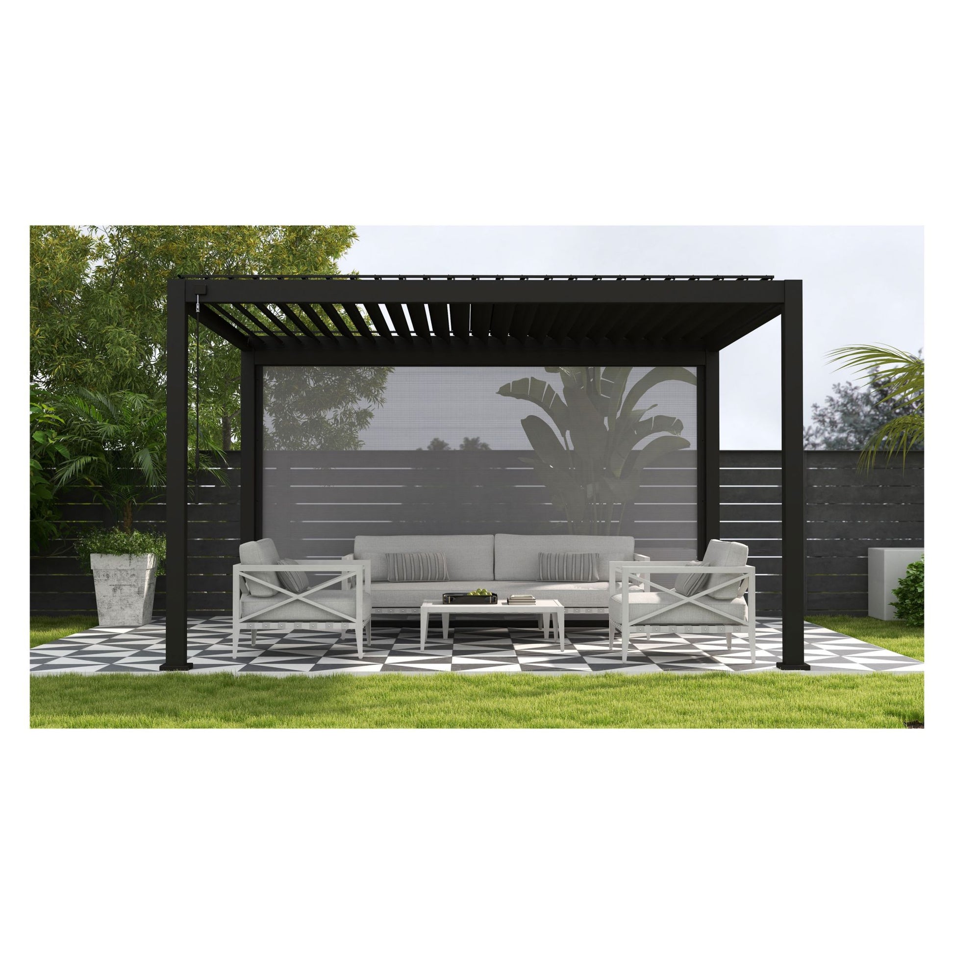mirador-10-x-13-adjustable-aluminum-louvered-pergola-with-privacy-screen---charcoal