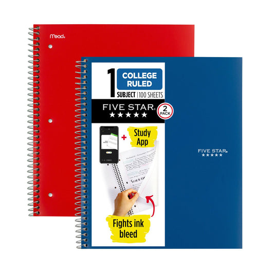 five-star-wirebound-notebook-plus-study-app-college-ruled-2-pk-bluered