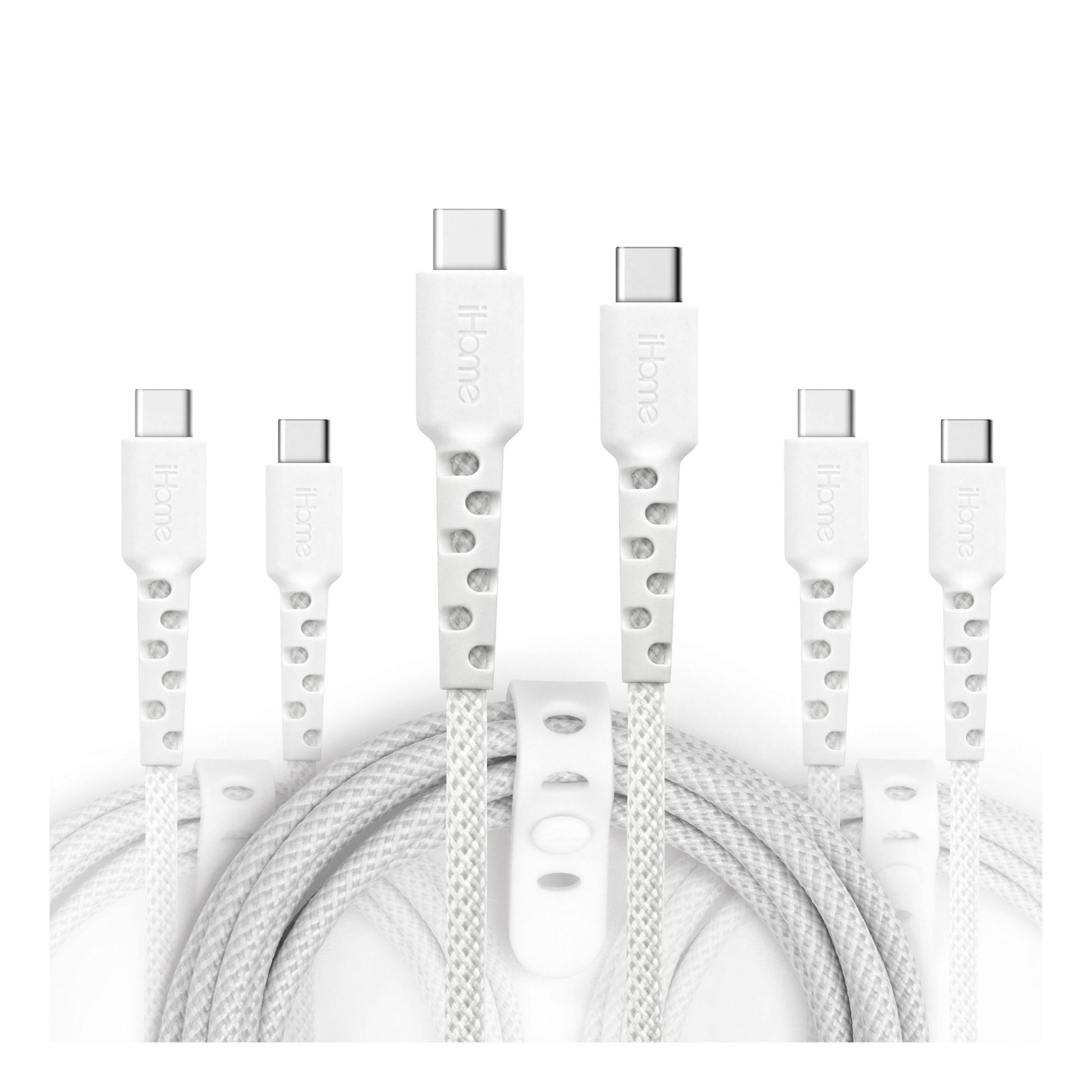 ihome-tpe-durastrain-usb-c-to-usb-c-nylon-braided-charging-cable-with-silicone-wrap-3-pk