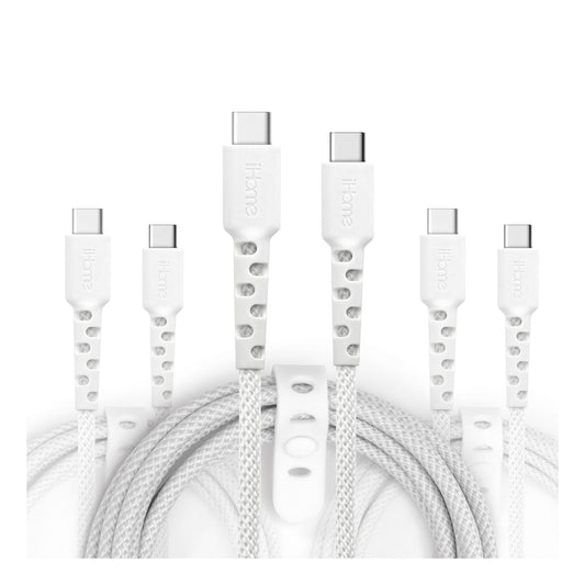 ihome-tpe-durastrain-usb-c-to-usb-c-nylon-braided-charging-cable-with-silicone-wrap-3-pk