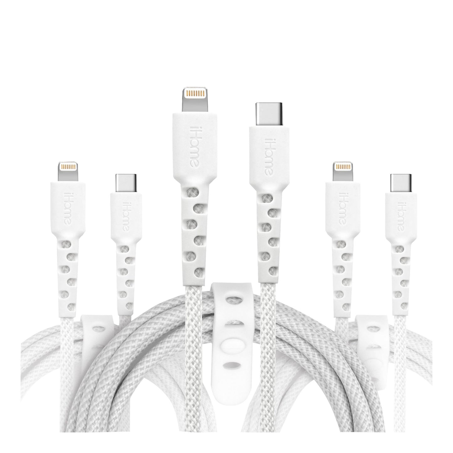 ihome-tpe-durastrain-lightning-to-usb-c-nylon-braided-charging-cable-with-silicone-wrap-3-pk