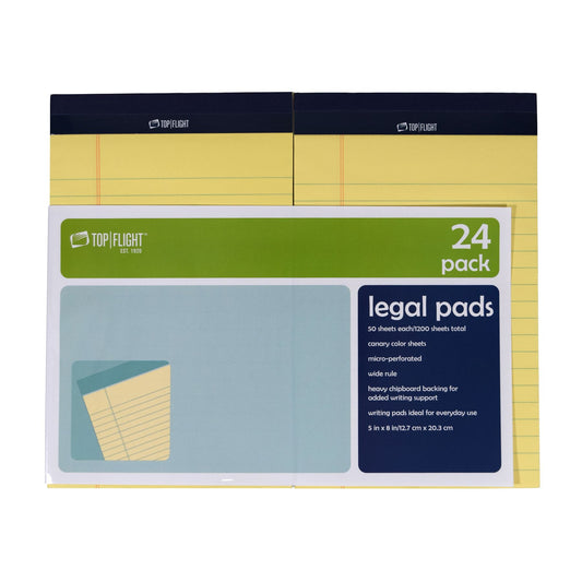 top-flight-5-x-8-canary-perforated-lined-pad-24-ct
