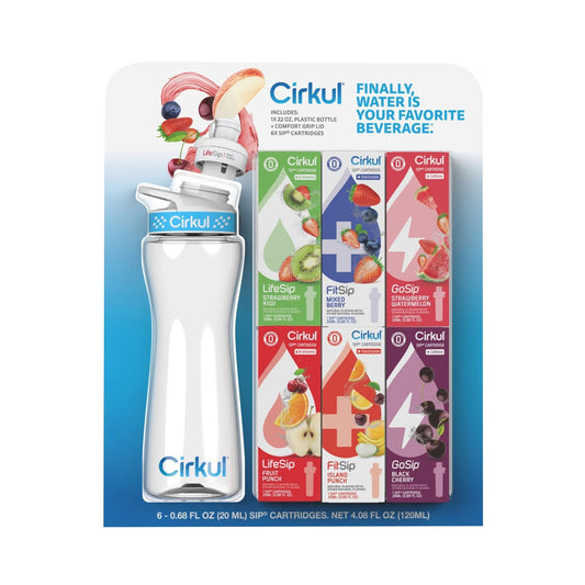 cirkul-plastic-water-bottle-starter-kit-with-blue-lid-6-flavor-cartridges-22-oz