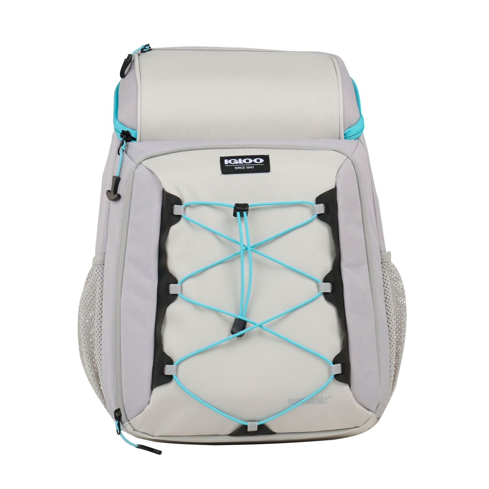 igloo-30-can-backpack-with-bungee---ash-gray-aqua-trim