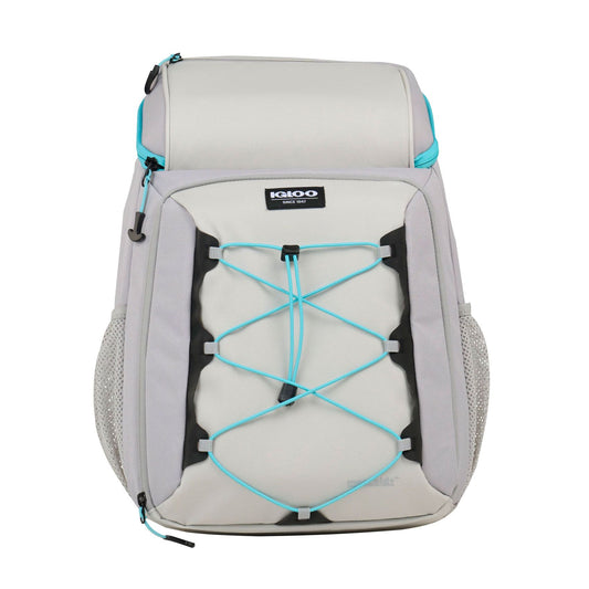 igloo-30-can-backpack-with-bungee---ash-gray-aqua-trim