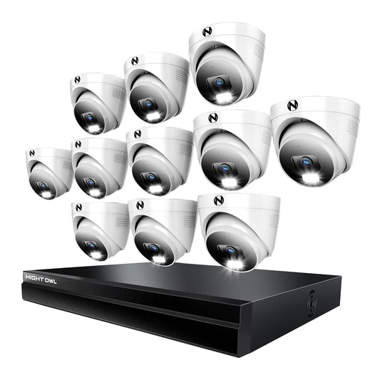 night-owl-poe-24-channel-nvr-security-system-with-4tb-hard-drive-and-11-wired-4k-deterrence-dome-cameras