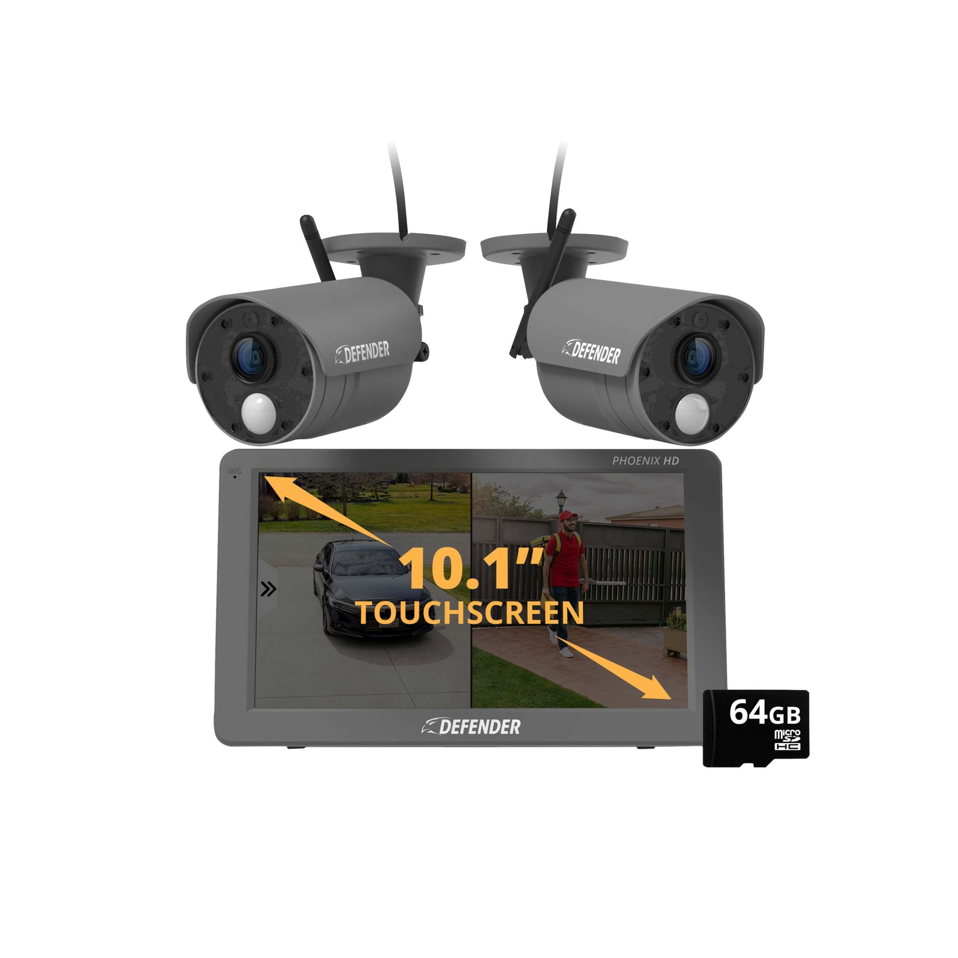 defender-phoenixhd-non-wi-fi-plug-in-power-security-system-with-2-cameras-and-101-hd-monitor-64-gb-sd-card