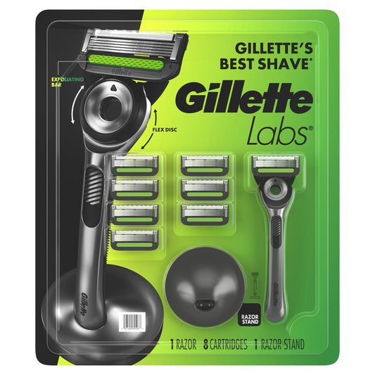 gillettelabs-with-exfoliating-bar-shaving-razor-for-men-1-handle-8-razor-blade-refills-magnetic-stand