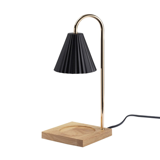 merkury-innovations-pleated-metal-shade-candle-warmer---black