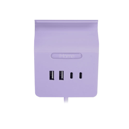 ihome-4-port-usb-1-usb-c-3-usb-a-charging-hub-with-phone-holder---pastel-purple