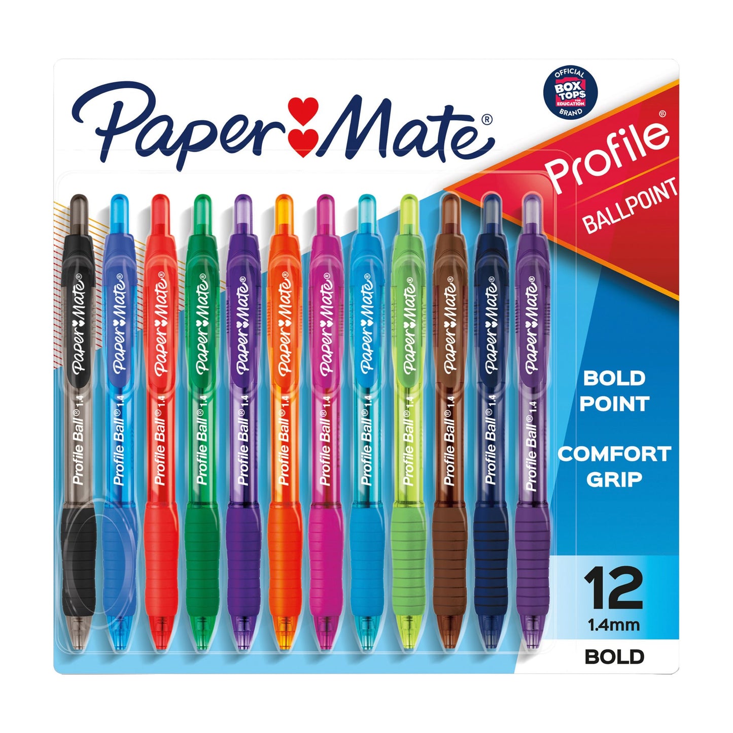 paper-mate-profile-retractable-ballpoint-pens-bold-14mm-assorted-colors-12-ct