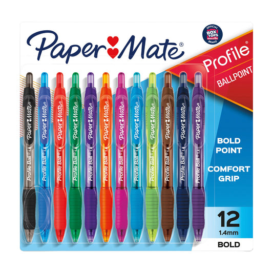 paper-mate-profile-retractable-ballpoint-pens-bold-14mm-assorted-colors-12-ct