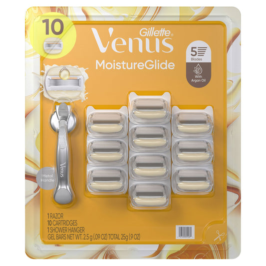 venus-moistureglide-womens-razor-5-blades-1-handle-10-razor-blade-refills-shower-holder