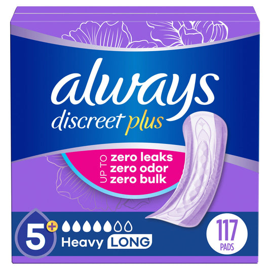 always-discreet-adult-incontinence-pads-for-women-heavy-absorbency-long-length-postpartum-pad-117-ct